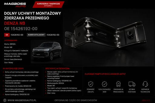 Нижний монтажный крепеж переднего бампера DENZA N9 15426192-00 - dodatkowe zdjecie